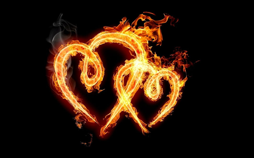 flaming heart digital wallpaper, love HD wallpaper