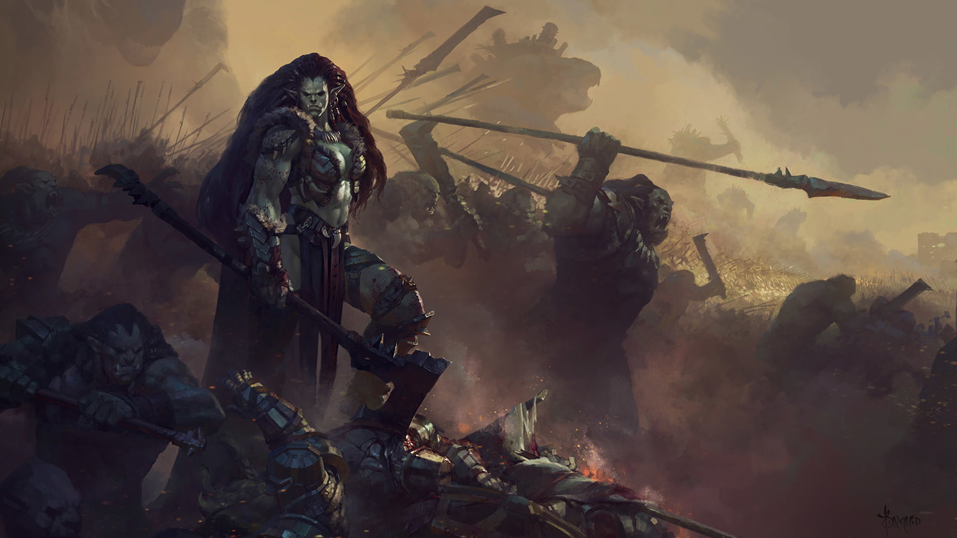 A la recherche du premier RP ! Digital-art-orcs-war-warrior-wallpaper