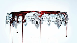 silver-colored tiara, Red Queen, blood, crown