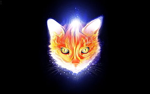 orange cat illustration, cat, Matei Apostolescu, glowing, artwork