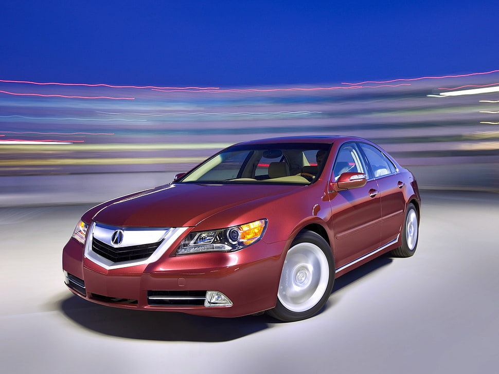 red Acura sedan HD wallpaper