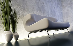 white leather bench HD wallpaper