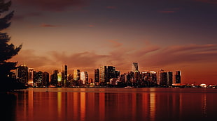 city buildings during sunset, city, USA, Miami, cityscape