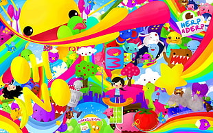 multicolored oh no illustration HD wallpaper