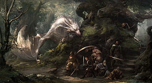 white dragon digital wallpaper, fantasy art, artwork, Wyvern