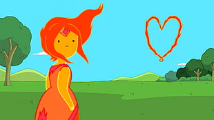 white and red abstract painting, Flame Princess, Adventure Time