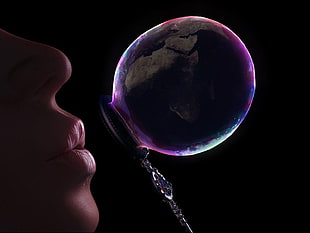 clear bubble, world, bubbles, lips