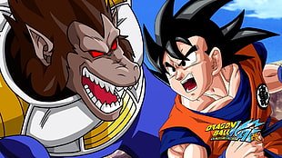 Dragonball Z Son Goku vs Vegeta Gorilla formed illustration, Dragon Ball Z Kai