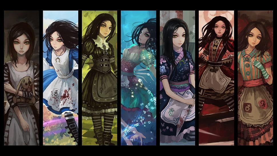 female anime painting, Alice in Wonderland, Alice, Alice: Madness Returns HD wallpaper