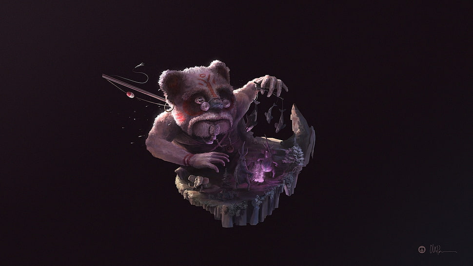 brown bear illustration, Desktopography, teddy bears, digital art HD wallpaper