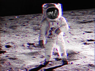 Astronaut suit, 3D, anaglyph 3D, astronaut, Moon HD wallpaper