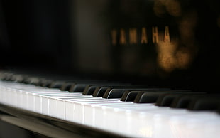 white and black Yamaha piano, piano, music, musical instrument