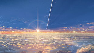 white clouds, Kimi no Na Wa, Makoto Shinkai  HD wallpaper