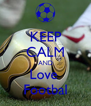 white and brown Adidas ball Keep Calm and Love HD wallpaper