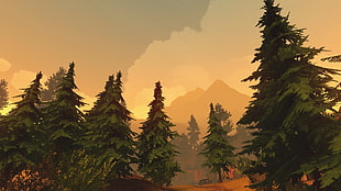 pine tress vector illustrations, nature, landscape, trees, forest HD wallpaper