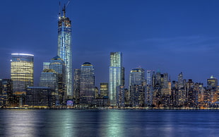 black buildings, city, One World Trade Center, New York City, cityscape
