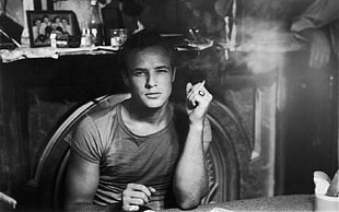 greyscale photo of male, Marlon Brando, A Streetcar Named Desire, film stills, movies HD wallpaper