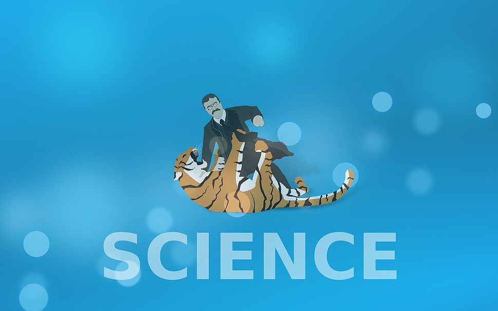 man in black suit jacket illustration, science, artwork, tiger HD wallpaper
