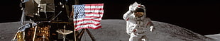 US flag, space, NASA, Earth, Moon HD wallpaper