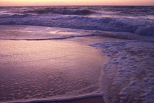 Ocean waves during sunset, ocean city HD wallpaper