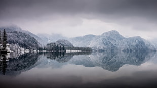 optical illusion of island, lake, Bavaria, Germany, Lake Kochel