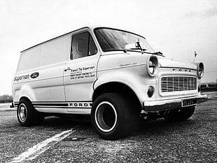 Ford van grayscale photo, Ford, 1971 Ford Transit, Ford Supervan, 4x4