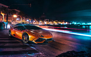 orange luxury car, Lamborghini Huracan, car, Lamborghini, orange