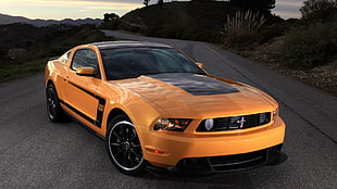 yellow coupe, car, Ford Mustang
