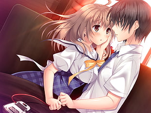 female and male anime in school characters HD wallpaper