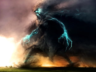 character wallpaper, storm, fantasy art, lightning