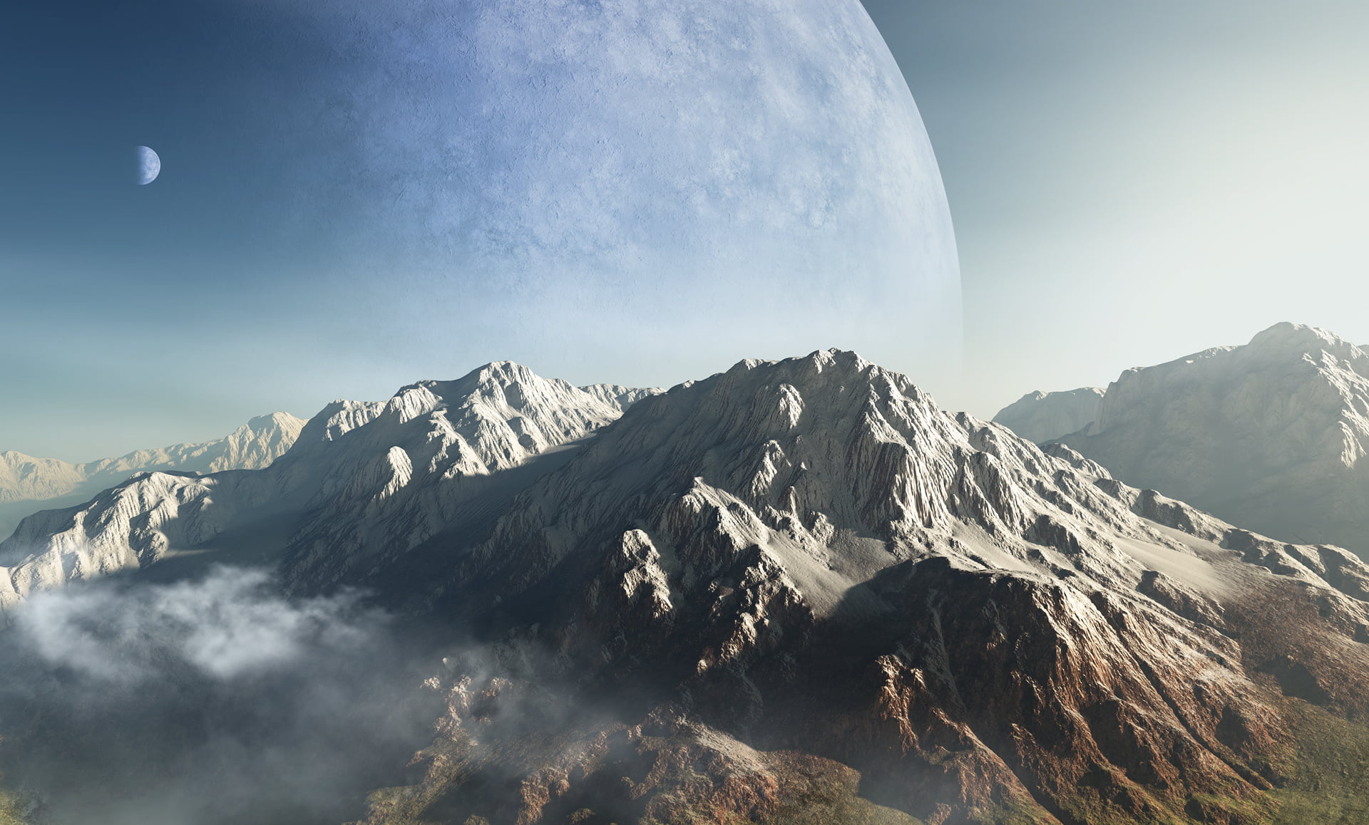 brown mountain, space, planet, landscape