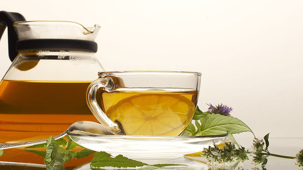 clear glass tea cup set with pitcher HD wallpaper
