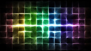 purple, green, yellow, and red square graphic wallpaper