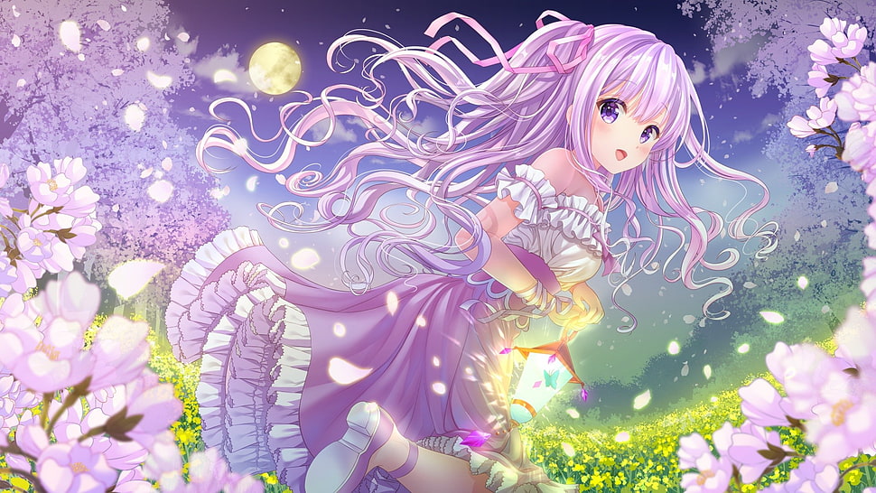 female animal character, original characters, blushing, butterfly, dress HD wallpaper