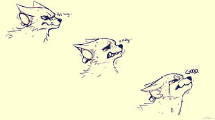 three puppy sketch, furry, Anthro