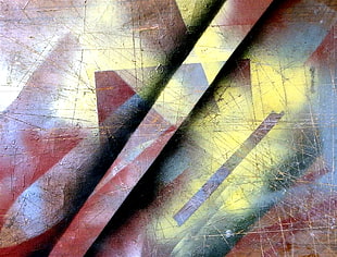 brown, yellow, and gray abstract painting