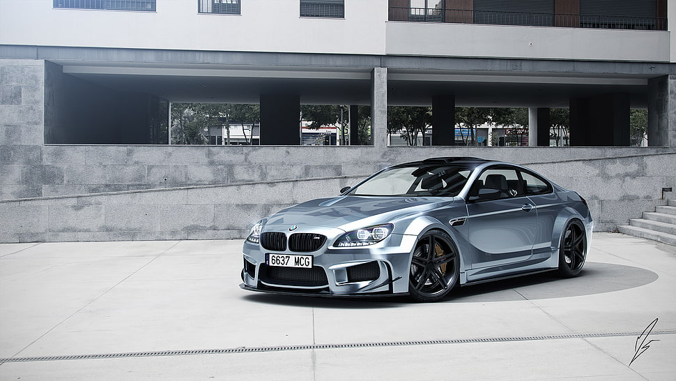 silver BMW sedan HD wallpaper