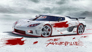 red and white car, car