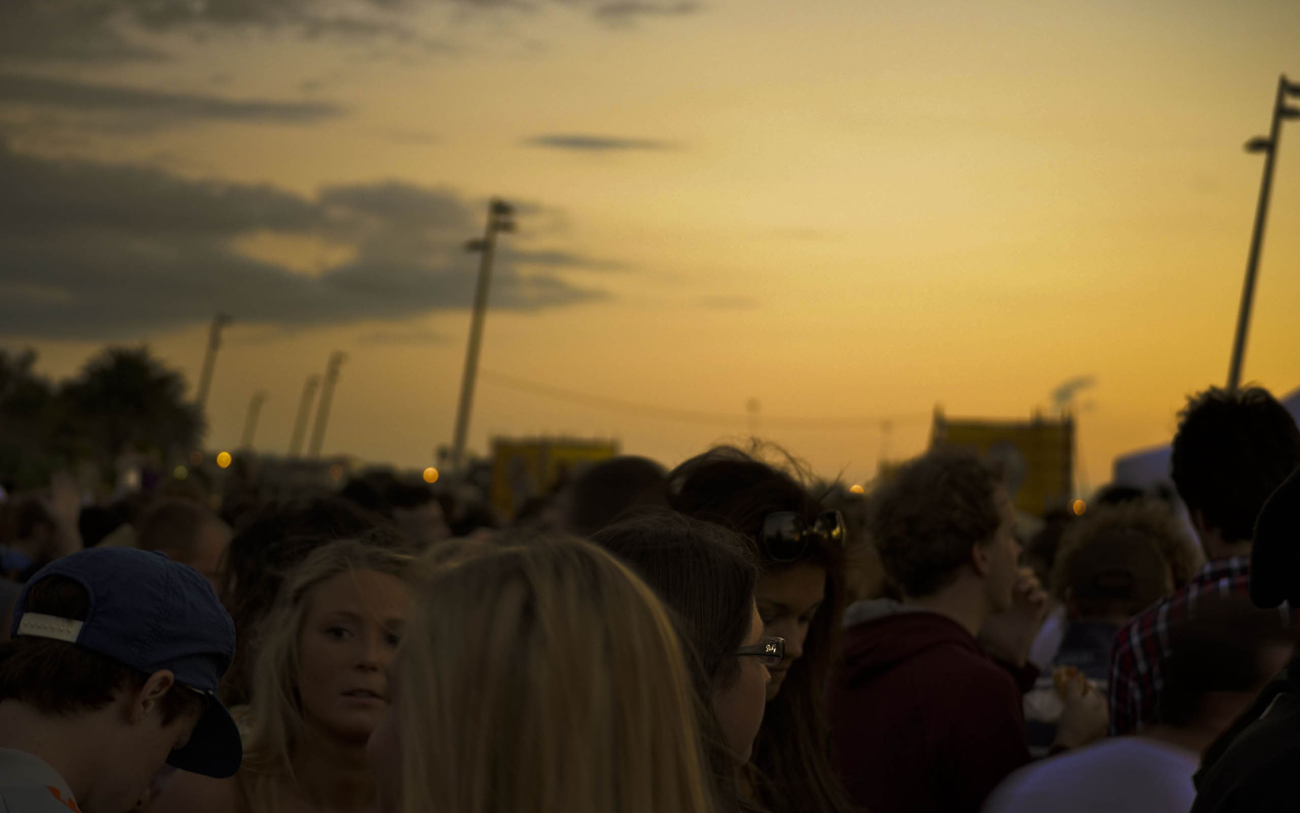 men's black crew-neck shirt, photography, sunset, music, group of people