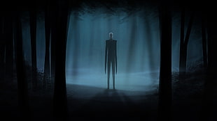 Slender Man, spooky, artwork, night
