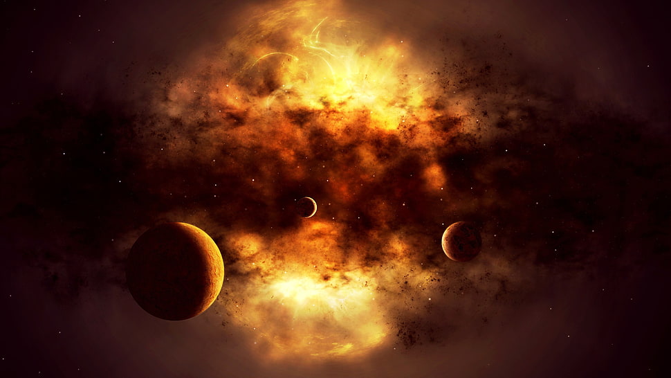 planets digital wallpaper, digital art, space, space art, planet HD wallpaper