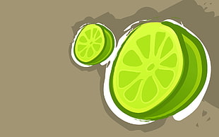 green citrus fruit illustration with brown background