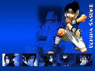 Uchiha Sasuke wallpaper, Naruto Shippuuden, Uchiha Sasuke, anime boys, blue background