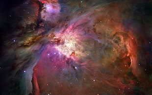 purple, red, and gray nebula artwork, nebula, space, stars