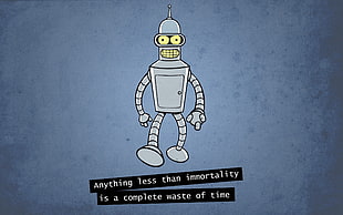 gray robot cartoon character, Futurama, Bender, typography, humor