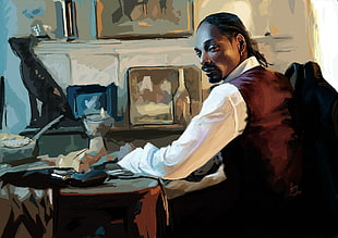 Snoop Dogg hyperrealism painting, Calvin Broadus, musician, painting, artwork