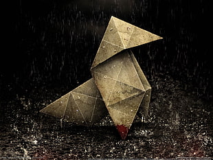 origami art wallpaper, origami, heavy rain, video games, blood