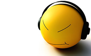yellow ball with headphones