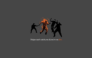 person on fire surrounded with three people illustration