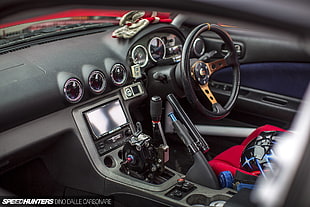 black vehicle interior, Silvia S15, drift